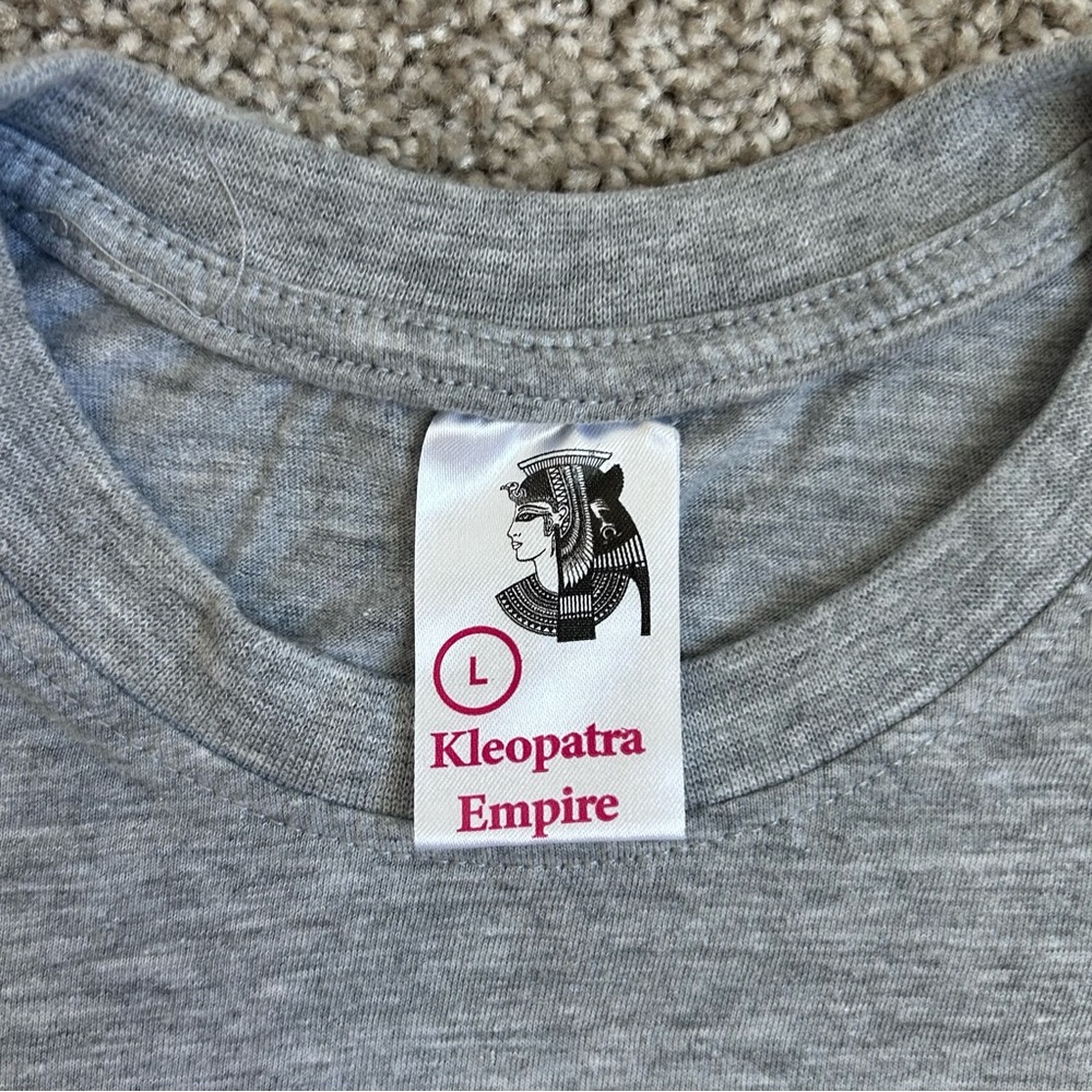 Kleopatra Empire Egypt Hieroglyphics Graphic T-Shirt Gray Mens Large L Souvenir - Picture 6 of 7